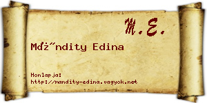 Mándity Edina névjegykártya